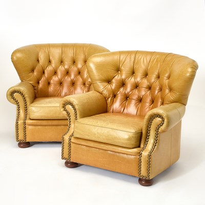 Lot 192 - Pair of Leather Button Back Chairs