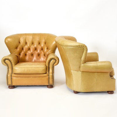 Lot 192 - Pair of Leather Button Back Chairs