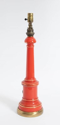 Lot 376 - Red Reverse Painted Glass Lamp