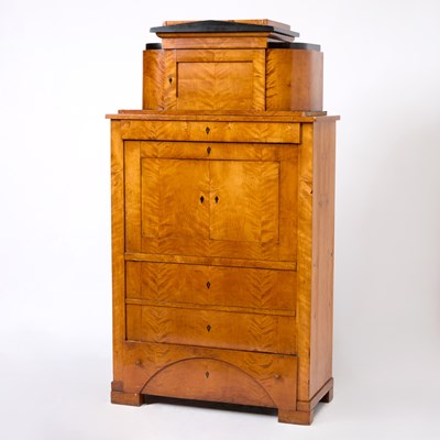 Lot 295 - Austrian Neoclassical Part-Ebonized Birchwood Secretaire Cabinet