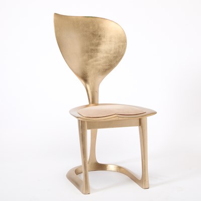 Lot 400 - Michael Coffey Studio Silvered Wood "Lotus" Side Chair