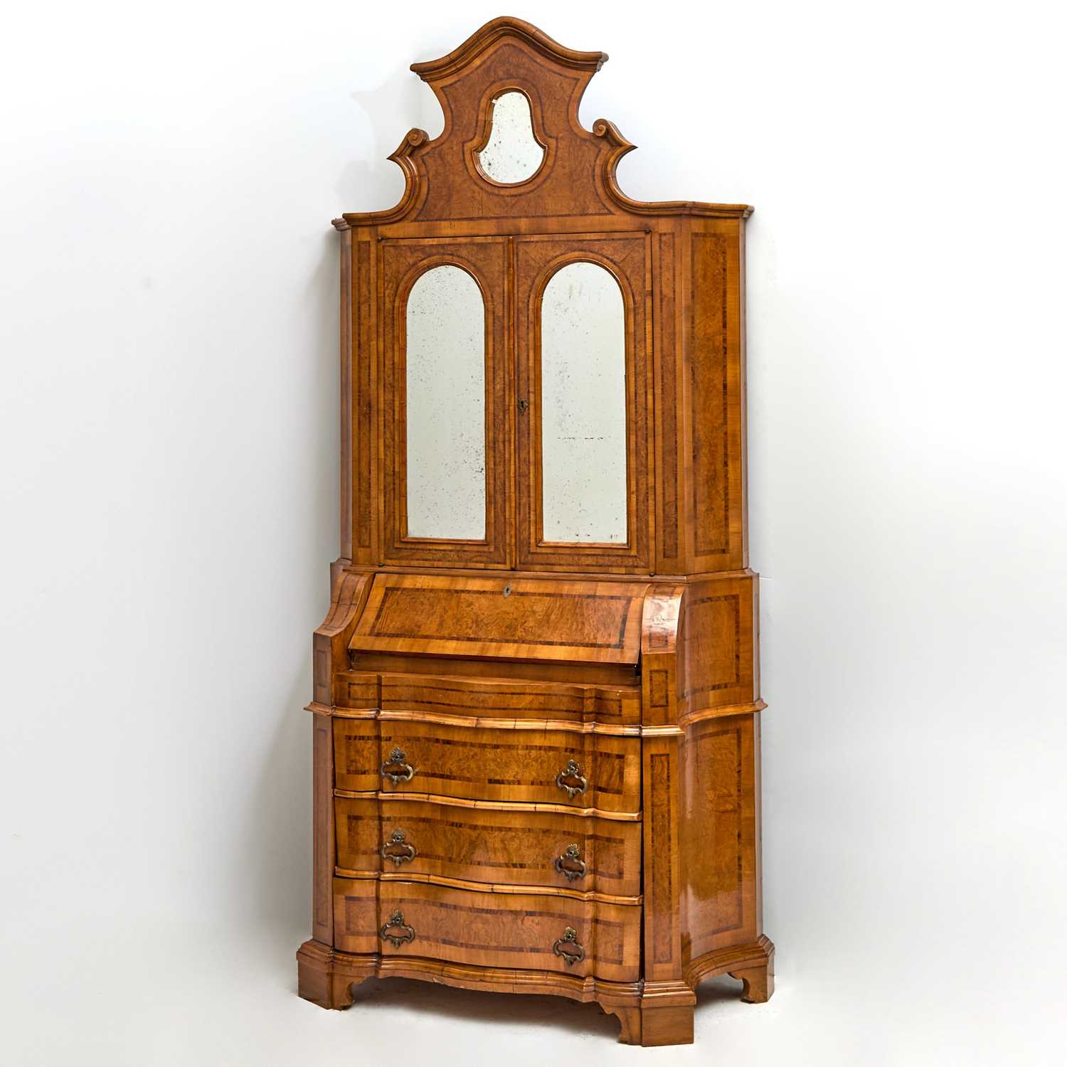 Lot 185 - Italian Baroque Style Walnut Secretary Bookcase
