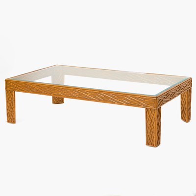 Lot 275 - Bamboo and Rattan Glass Top Low Table