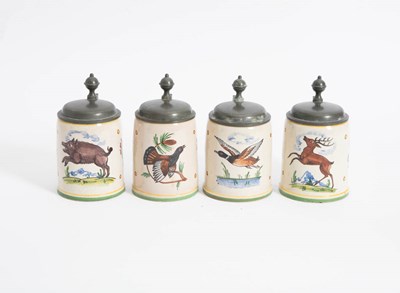 Lot 381 - Set of Four Glazed Ceramic Steins