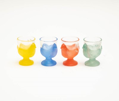Lot 382 - Set of Four Hen Form Glass Egg Cups