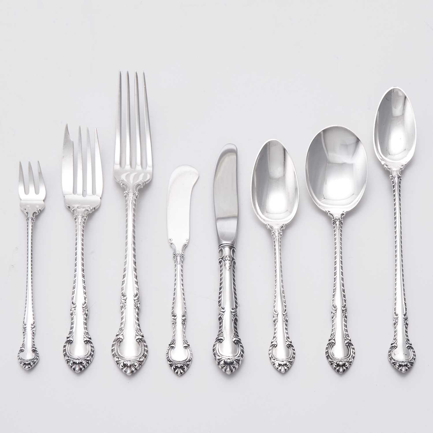 Lot 185 - Gorham Sterling Silver "English Gadroon" Pattern Flatware Service