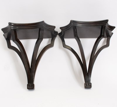 Lot 392 - Pair of Painted Wood Wall Brackets