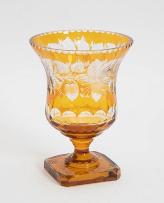 Lot 394 - Bohemian Cut Amber Glass Vase