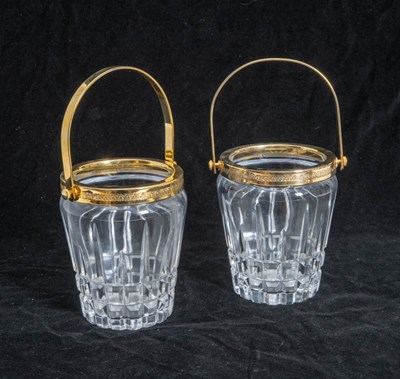 Lot 400 - Pair of Glass and Gilt Metal Ice Buckets