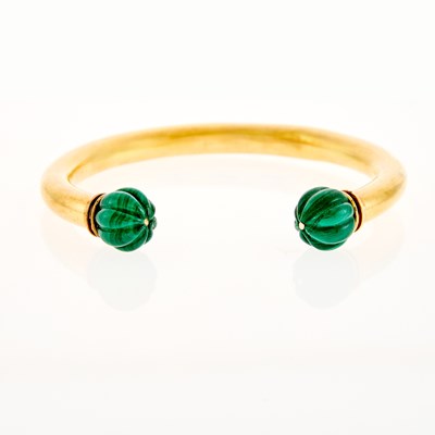 Lot 1139 - Gold and Malachite Bangle Bracelet