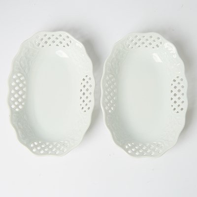 Lot 3210 - Pair of Continental Reticulated White Porcelain Dishes