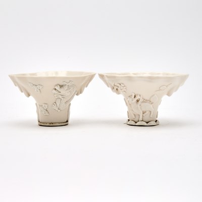 Lot 518 - Two Chinese Blanc de Chine Porcelain Libation Cups