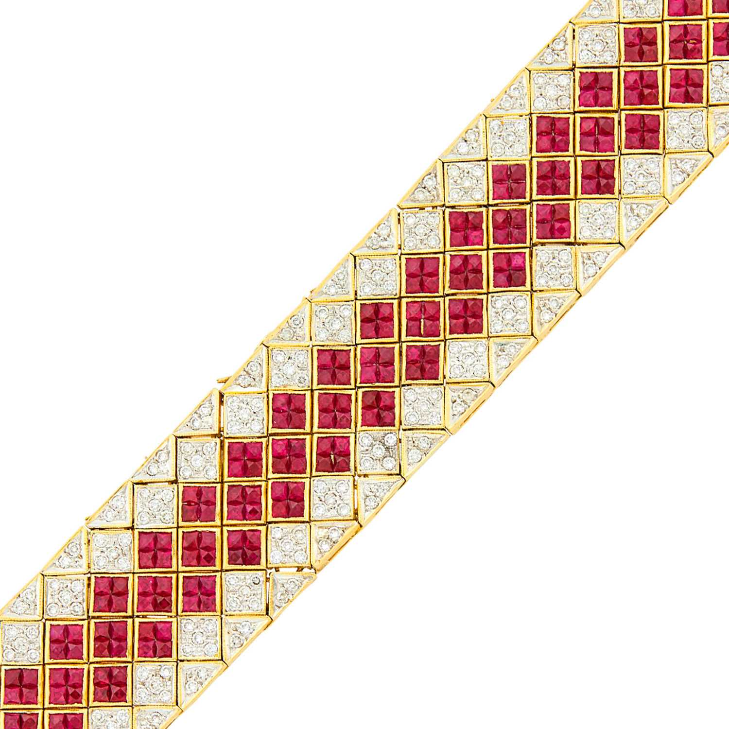 Lot 35 - Two-Color Gold, Ruby and Diamond Bracelet