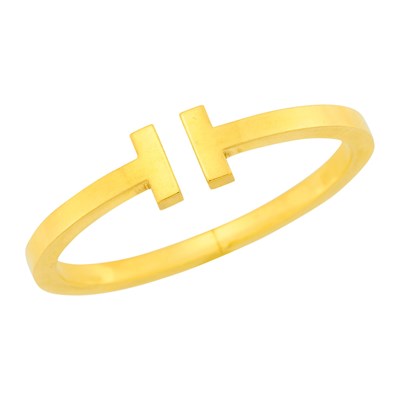 Lot 8 - Tiffany & Co. Gold 'T-Square' Bangle Bracelet