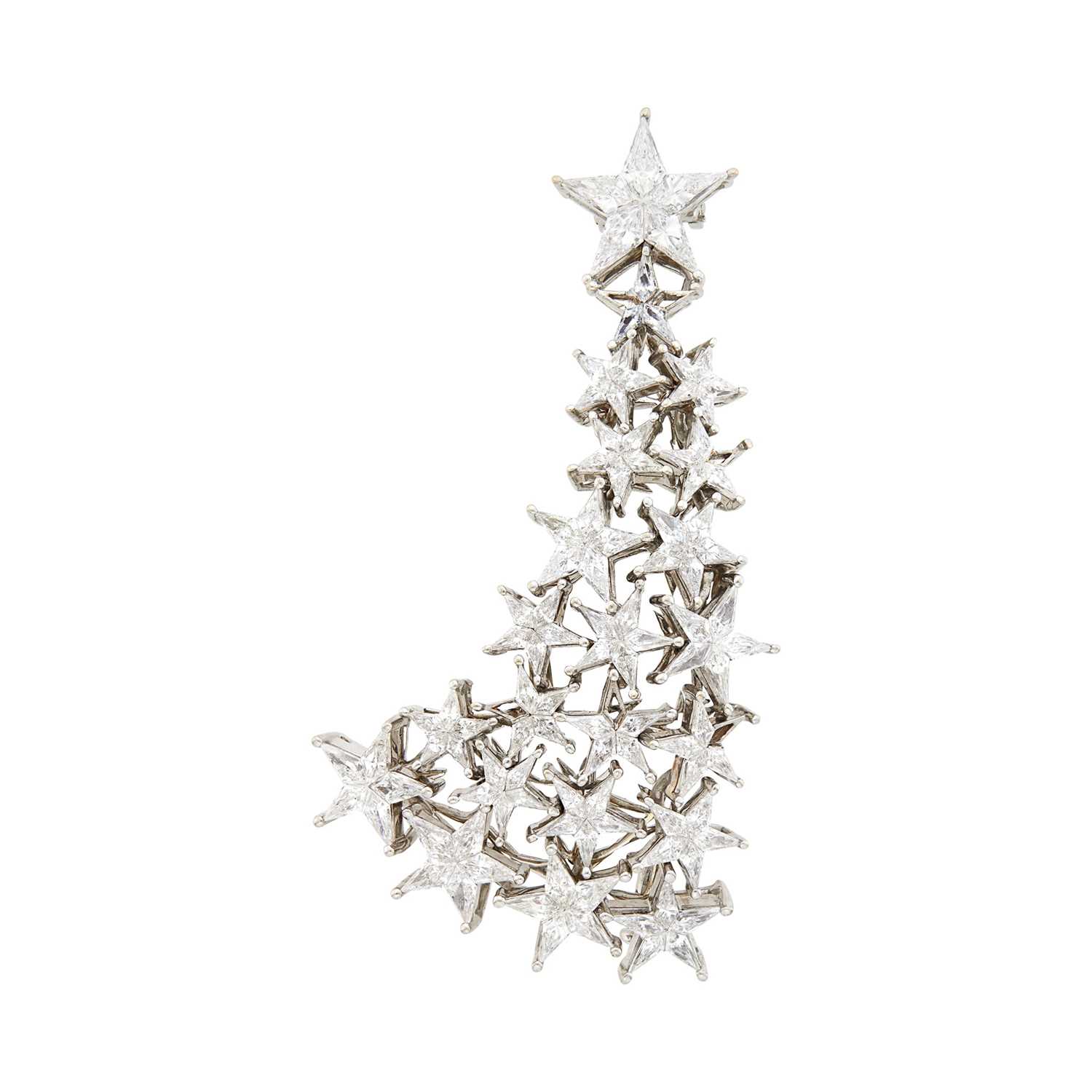Lot 62 - White Gold and Diamond Star Clip-Brooch