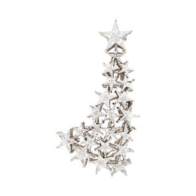 Lot 62 - White Gold and Diamond Star Clip-Brooch