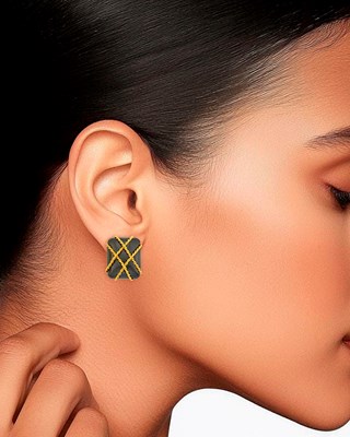Lot 15 - Seaman Schepps Pair of Gold and Wood 'Cage' Earclips