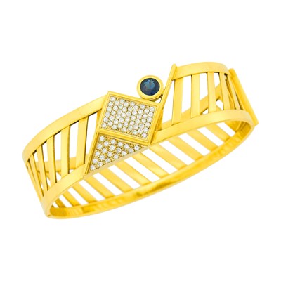 Lot 108 - Manfredi Gold, Sapphire and Diamond Bangle Bracelet