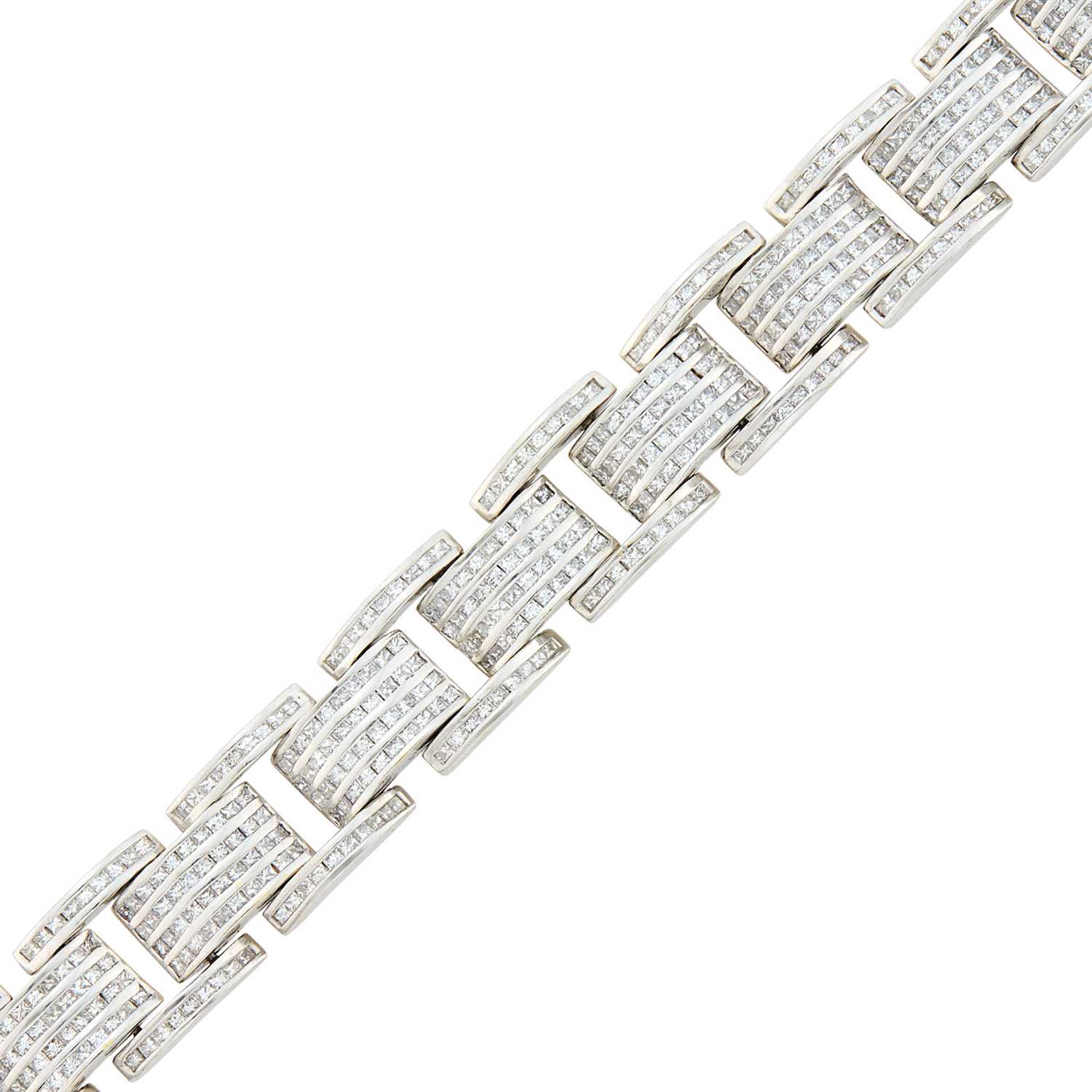 Lot 77 - White Gold and Diamond Link Bracelet