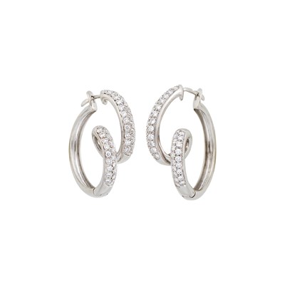 Lot 69 - Pair of White Gold and Diamond Hoop Earrings