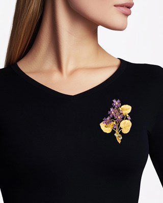 Lot 96 - Gold, Amethyst and Diamond Bouquet Clip-Brooch