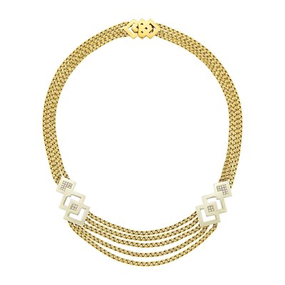Lot 2151 - Manfredi Triple Strand Gold and Diamond Swag Chain Necklace
