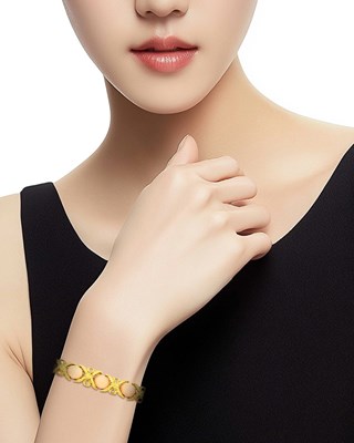 Lot 14 - Gold, Angel Skin Coral and Diamond Bracelet and Brooch