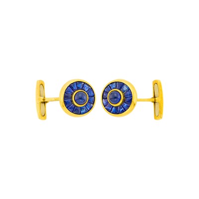 Lot 1008 - Andreoli Pair of Gold and Sapphire Cufflinks