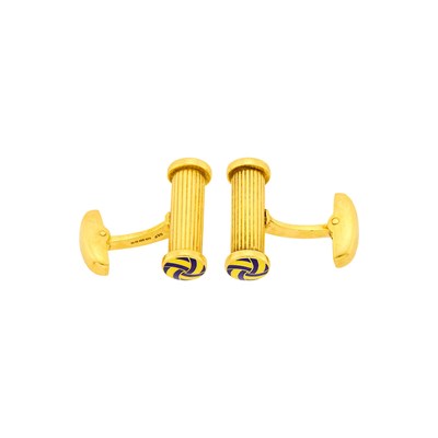 Lot 1064 - Deakin & Francis Pair of Gold and Enamel Cufflinks