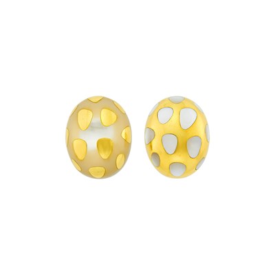 Lot 1 - Tiffany & Co. Pair of Gold and Mother-of-Pearl 'Positive Negative' Earrings