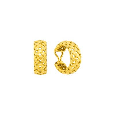 Lot 129 - Tiffany & Co. Pair of Gold 'Vannerie' Hoop Earclips