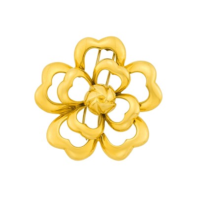 Lot 135 - Chanel Gold 'Camellia' Clip-Brooch, France