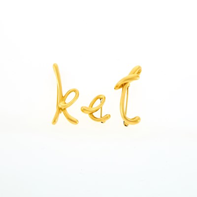 Lot 1029 - Tiffany & Co., Elsa Peretti Three Gold Pins