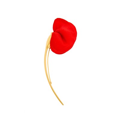 Lot Tiffany & Co., Elsa Peretti Gold and Red Fabric Flower Brooch