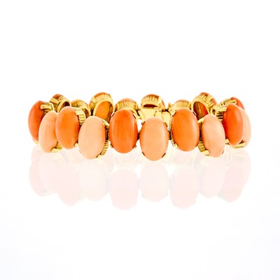 Lot 1043 - Gold and Bicolor Coral Bracelet, France