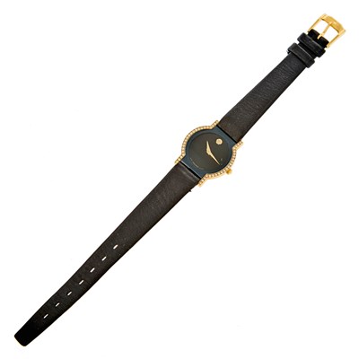 Lot 1021 - Movado Gold and Diamond 'Sapphire Museum' Wristwatch