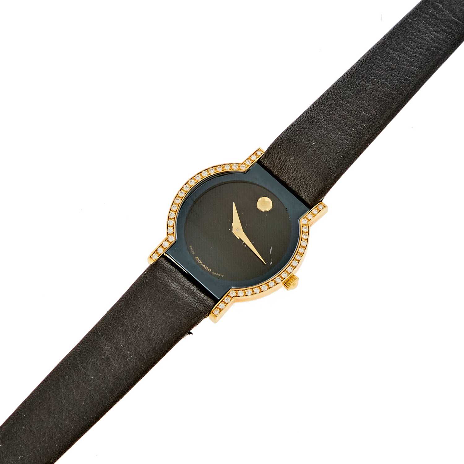 Lot 1021 - Movado Gold and Diamond 'Sapphire Museum' Wristwatch