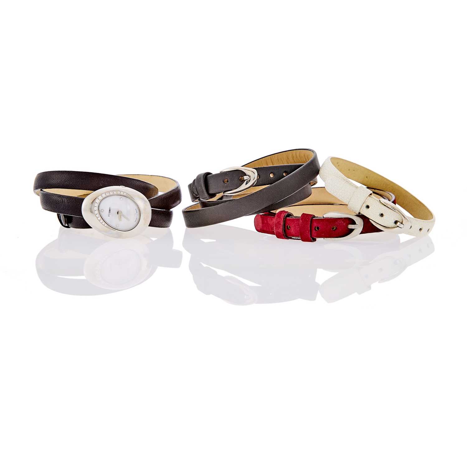 Lot 1088 - H. Stern Stainless Steel, Mother-of-Pearl, Diamond and Leather Wrap-Around 'Golden Stones' Wristwatch