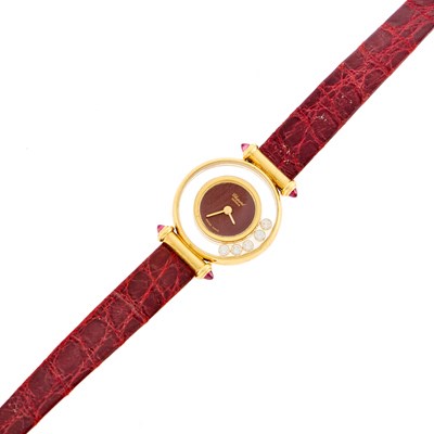 Lot 1020 - Chopard Lady's Gold, Crystal and Diamond 'Happy Diamonds' Wristwatch, Ref. 4082