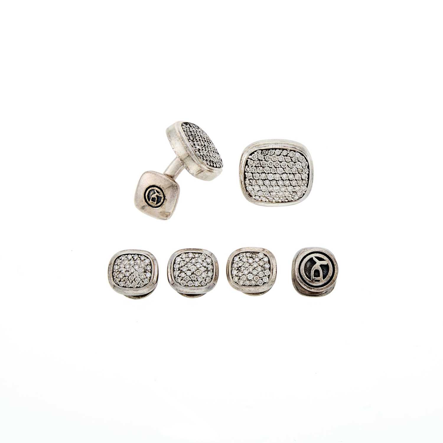 Lot 1093 - David Yurman Silver and Diamond Dress Set