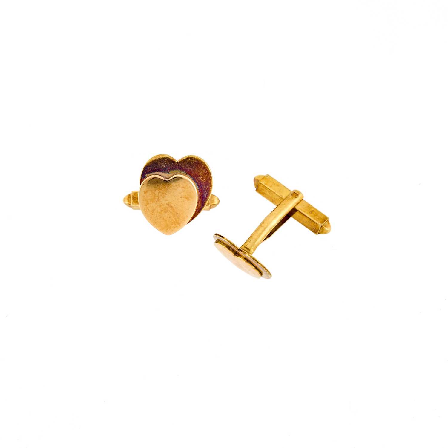 Lot 1030 - Pair of Gold Heart Cufflinks