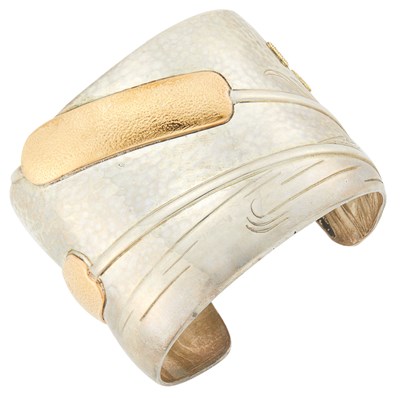 Lot Tiffany & Co.Silver and Two-Color Gold Cattail Cuff Bracelet