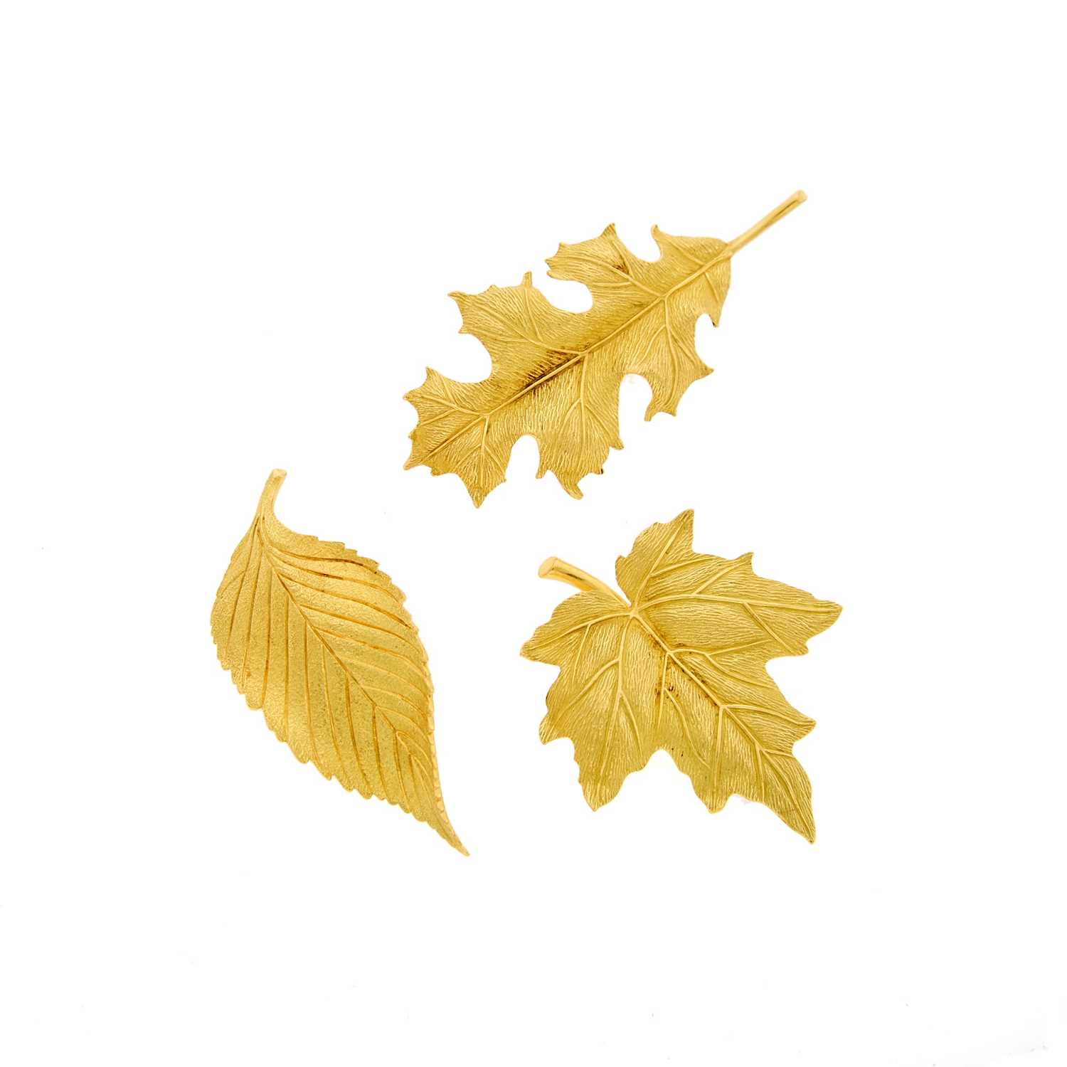 Lot 1077 - Tiffany & Co. Three Gold Leaf Brooches