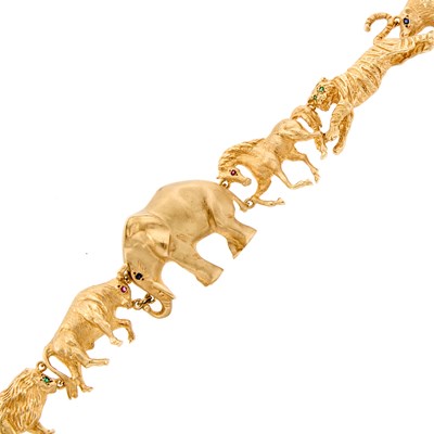 Lot 1045 - Gold Animal Link Bracelet