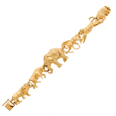 Lot 1045 - Gold Animal Link Bracelet