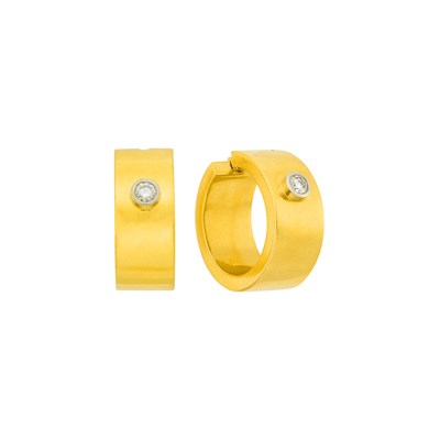 Lot 1002 - Tiffany & Co., Paloma Picasso Pair of Gold, Platinum and Diamond Hoop Earrings