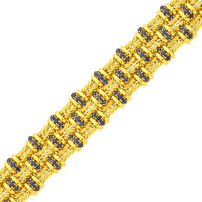 Lot 1172 - Tiffany & Co. Gold and Sapphire Bracelet