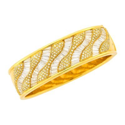 Lot 1167 - Gold and Diamond Bangle Bracelet
