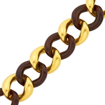 Lot 14 - Seaman Schepps Gold and Wood Curb Link Bracelet