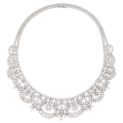 Lot 87 - White Gold and Diamond Bib Necklace